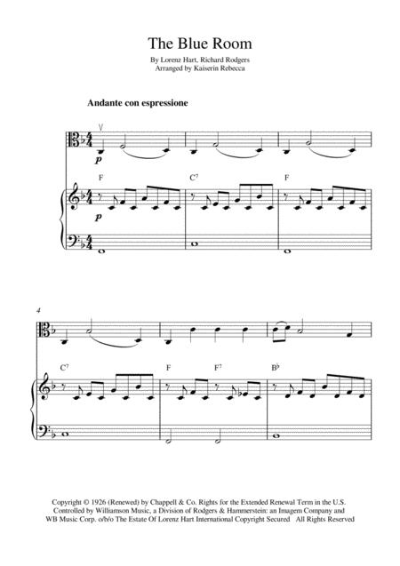 Free Sheet Music The Blue Room Viola Solo And Piano Accompaniment With Chords