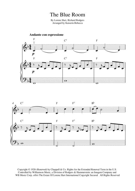 Free Sheet Music The Blue Room Violin Solo And Piano Accompaniment With Chords
