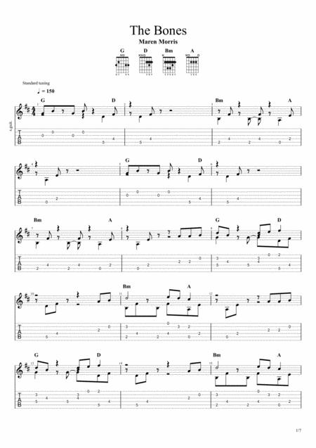 The Bones By Maren Morris Solo Fingerstyle Guitar Tab Sheet Music