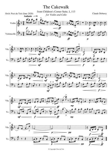 The Cakewalk From The Childrens Corner L 113 C Debussy Violin Cello Sheet Music