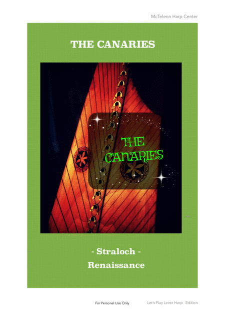 The Canaries Straloch Renaissance Melody For Lever Harp Only Score Sheet Music