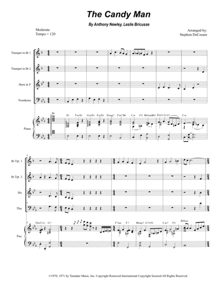 The Candy Man For Brass Quartet And Piano Sheet Music