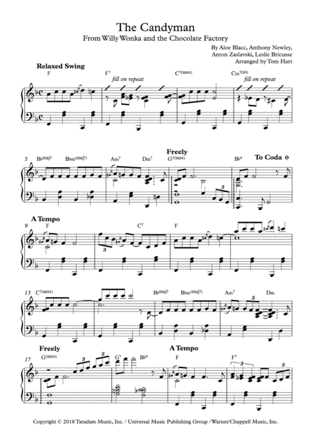 Free Sheet Music The Candyman Piano Solo
