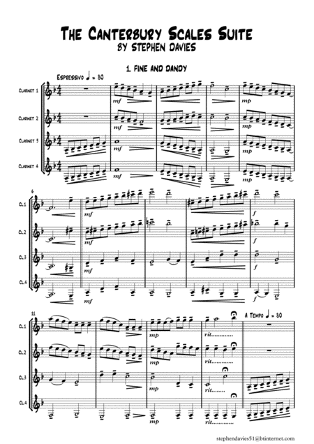 The Canterbury Scales Suite By Stephen Davies For Clarinet Quartet Sheet Music