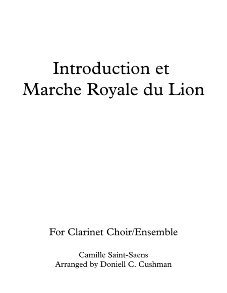 The Carnival Of The Animals Introduction And The Lions Royal March Sheet Music