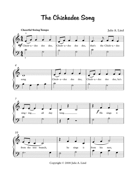 Free Sheet Music The Chickadee Song