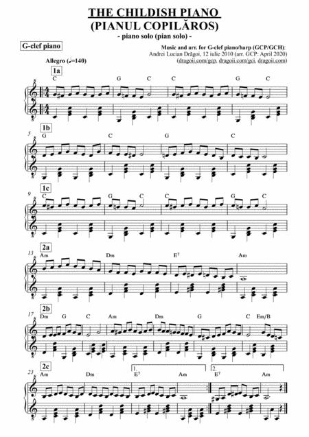 The Childish Piano Pianul Copil Ros Arr For G Clef Piano Harp Gcp Gch Including Lead Sheet Sheet Music