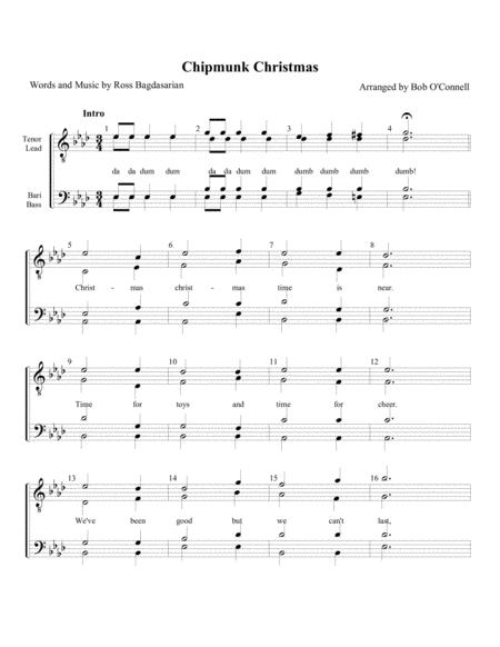 The Chipmunk Song Mens Arrangement Sheet Music