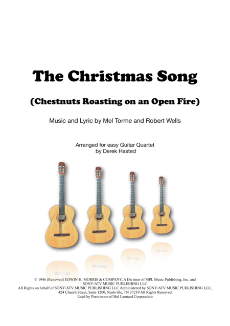 Free Sheet Music The Christmas Song Chestnuts Roasting Easy Guitar Quartet