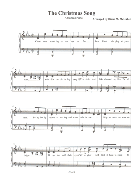 Free Sheet Music The Christmas Song Chestnuts Roasting On An Open Fire Advanced Piano