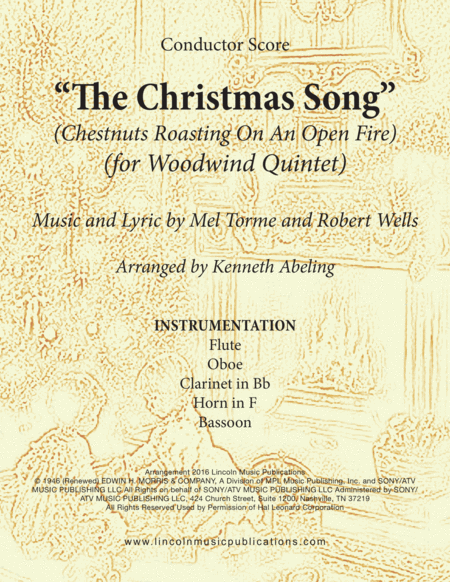 The Christmas Song Chestnuts Roasting On An Open Fire For Woodwind Quintet Sheet Music