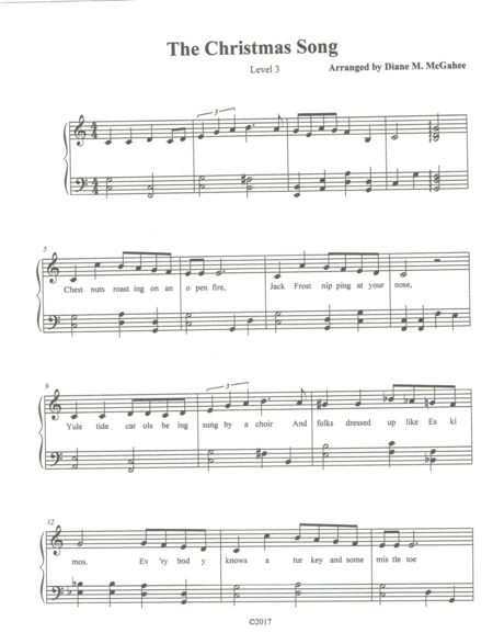 Free Sheet Music The Christmas Song Chestnuts Roasting On An Open Fire Level 3