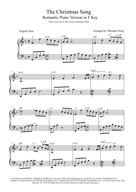 The Christmas Song Chestnuts Roasting On An Open Fire Romantic Piano Version In F Key With Chords Sheet Music