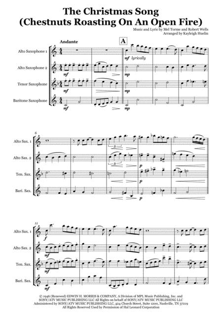 The Christmas Song Chestnuts Roasting On An Open Fire Saxophone Quartet Aatb Sheet Music