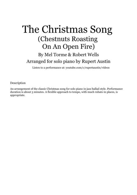 The Christmas Song Chestnuts Roasting On An Open Fire Solo Piano Sheet Music