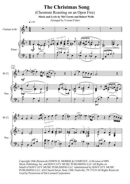 The Christmas Song For Clarinet And Piano Sheet Music