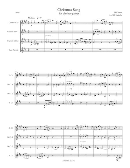 The Christmas Song For Clarinet Quartet Sheet Music