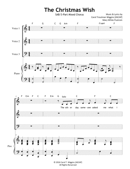 The Christmas Wish Sab 3 Part Chorus Sheet Music