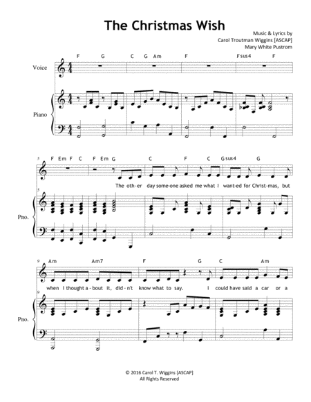 Free Sheet Music The Christmas Wish Vocal Solo