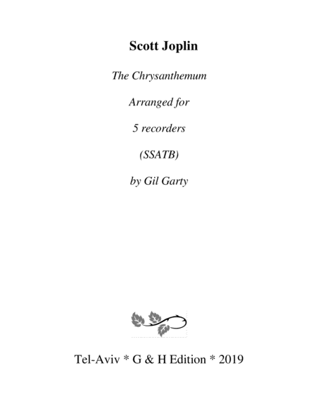 The Chrysanthemum Arrangement For Recorders Sheet Music