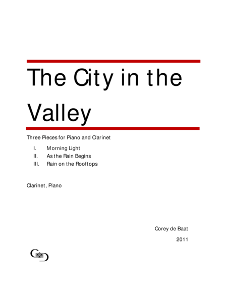 The City In The Valley Three Pieces For Piano And Clarinet Sheet Music