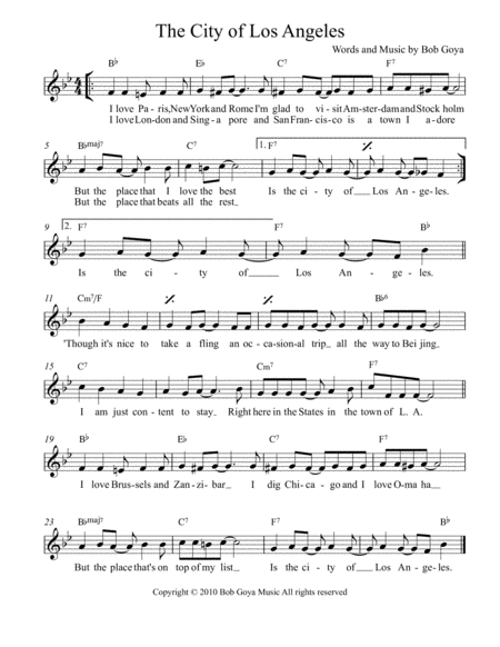 The City Of Los Angeles Sheet Music