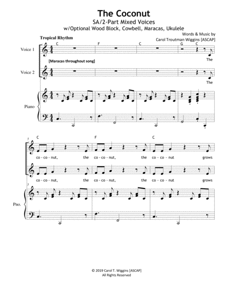 The Coconut 2 Part Sheet Music