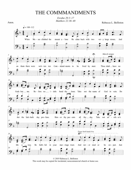 Free Sheet Music The Commandments Childrens Song
