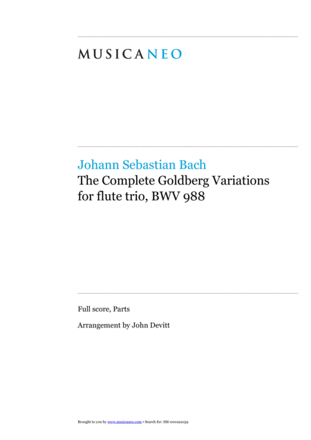 The Complete Goldberg Variations For Flute Trio Sheet Music