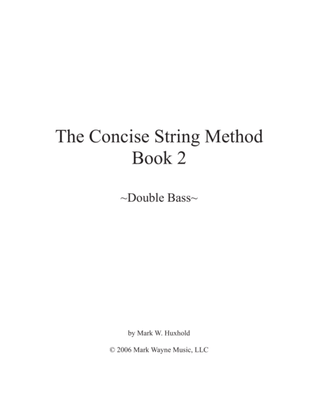 The Concise String Method Double Bass Book 2 Sheet Music