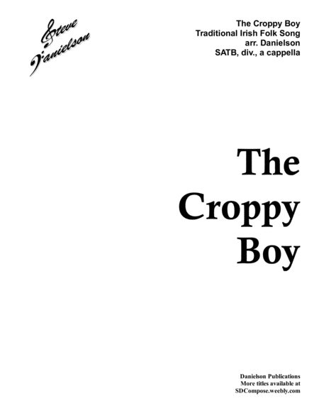 The Croppy Boy Satb A Cappella Sheet Music