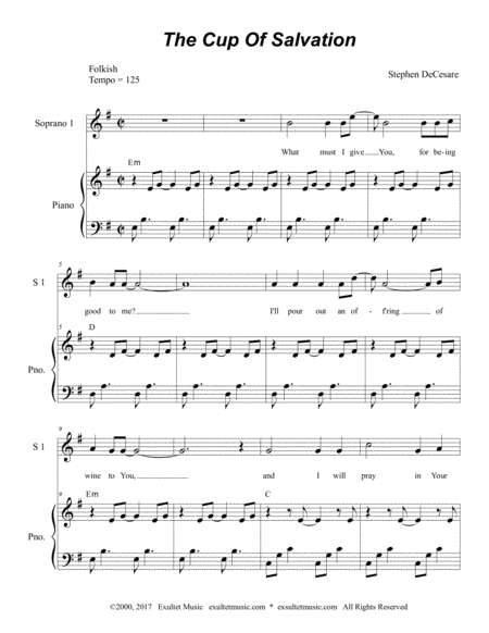 Free Sheet Music The Cup Of Salvation