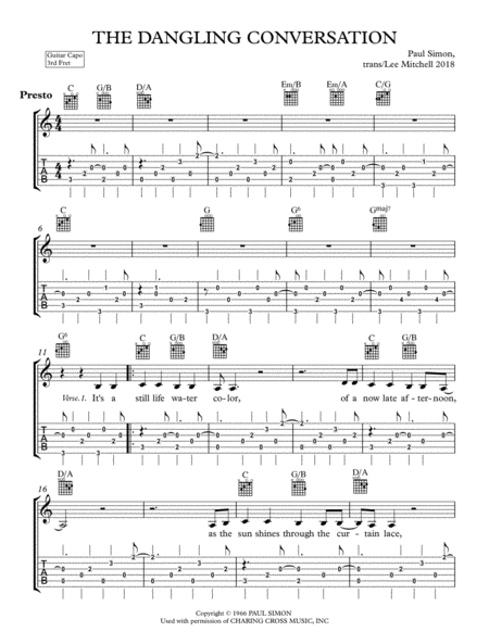 Free Sheet Music The Dangling Conversation