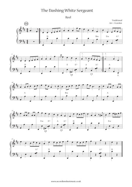 Free Sheet Music The Dashing White Sergeant