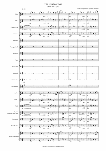 The Death Of Ase From Peer Gynt For School Orchestra Sheet Music