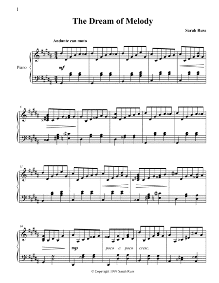 Free Sheet Music The Dream Of Melody