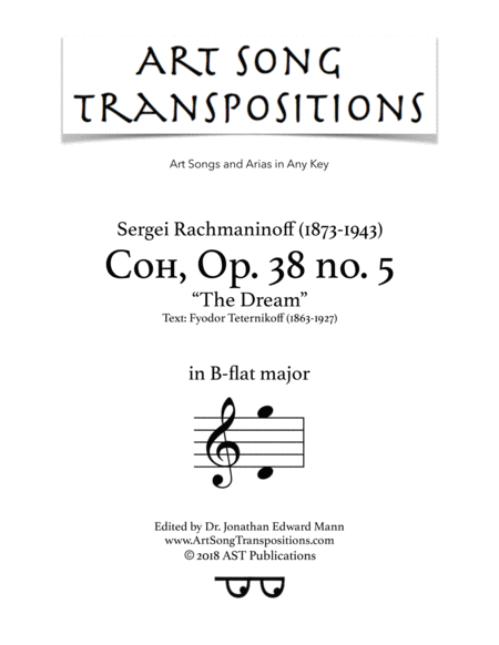 Free Sheet Music The Dream Op 38 No 5 B Flat Major