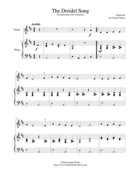 Free Sheet Music The Dreidel Song I Have A Little Dreidel For Beginning Violin With Optional Piano Accompaniment