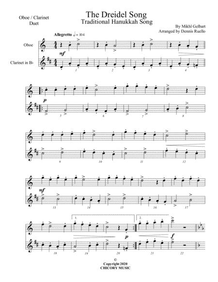 The Dreidel Song Oboe Clarinet Duet Intermediate Sheet Music