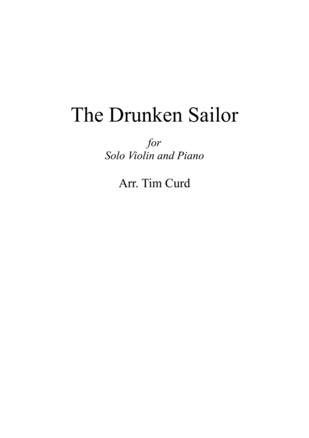 Free Sheet Music The Drunken Sailor For Solo Violin And Piano