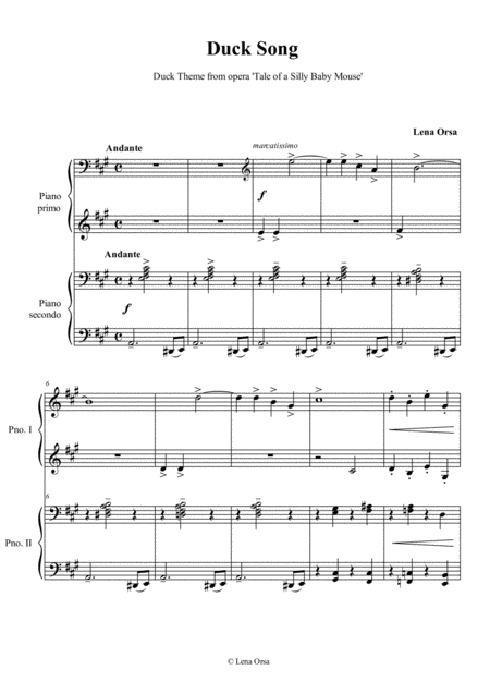 The Duck Song For Piano 4 Hands Sheet Music