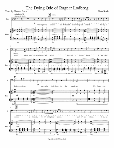 The Dying Ode Of Ragnar Lodbrog For Piano And Baritone Voice Sheet Music