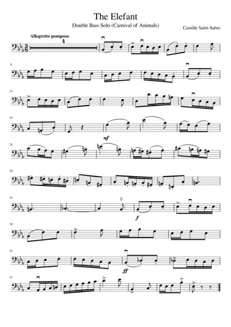 Free Sheet Music The Elephant Carnival Of Animals