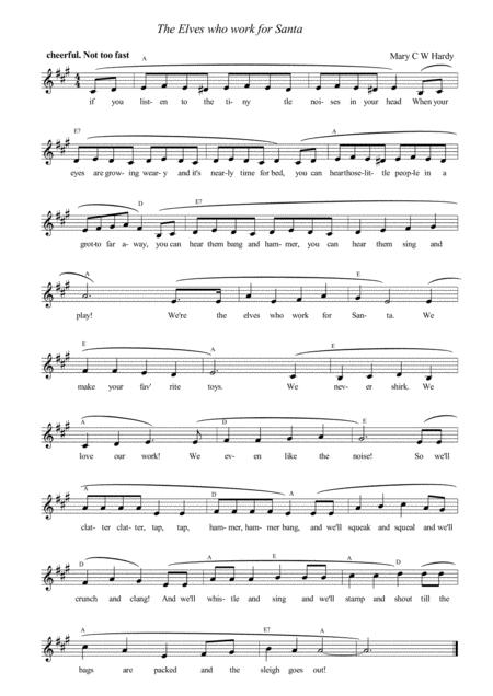 Free Sheet Music The Elves Who Work For Santa