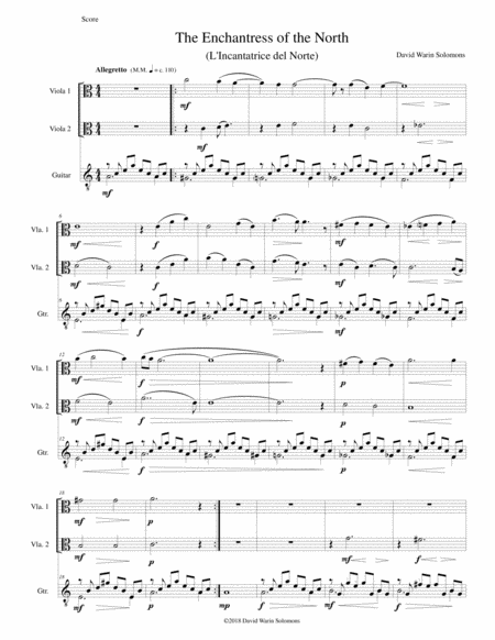 The Enchantress Of The North L Incantatrice Del Norte For 2 Violas And Guitar Sheet Music