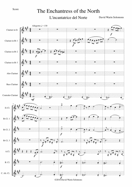 The Enchantress Of The North L Incantatrice Del Norte For Clarinet Choir Sheet Music