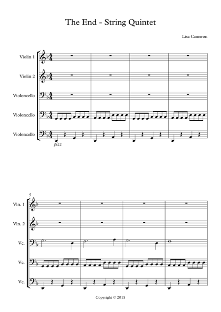 The End String Quintet 2 Violins 3 Cellos Sheet Music