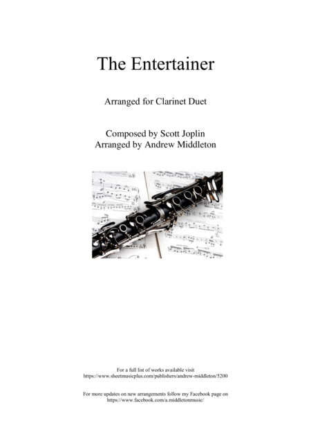 The Entertainer Arranged For Clarinet Duet Sheet Music