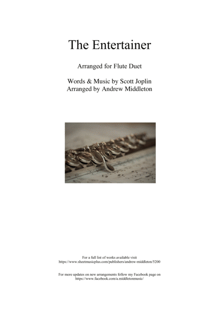 Free Sheet Music The Entertainer Arranged For Flute Duet