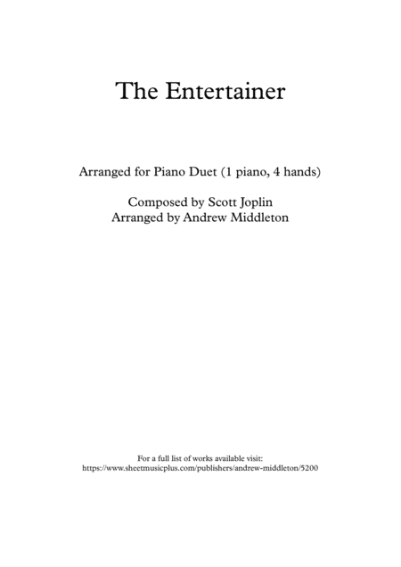 Free Sheet Music The Entertainer Arranged For Piano Duet